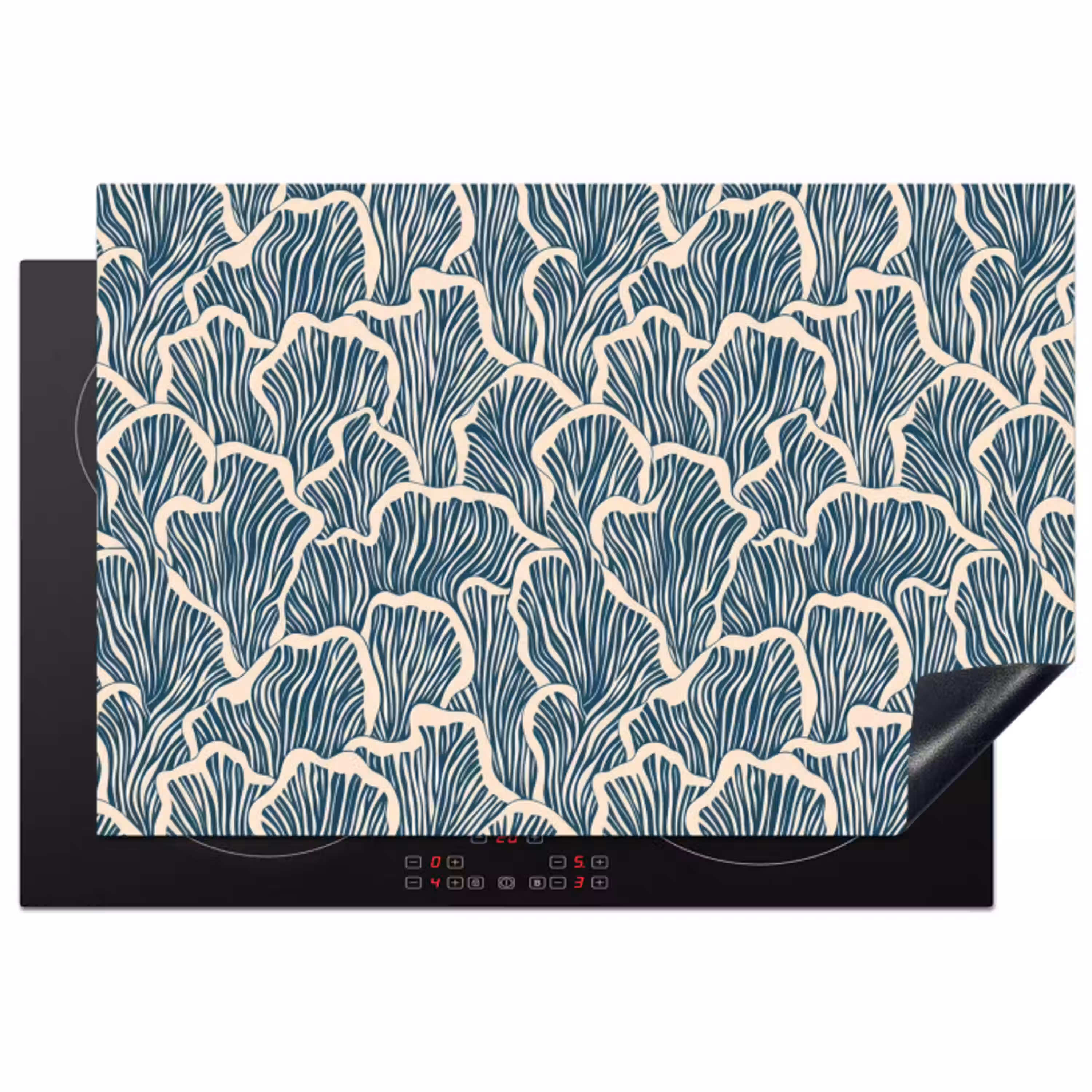 Organisch - Blauw - Crème - Schelpen Inductie beschermer vinyl 3mm klein 276 -3d