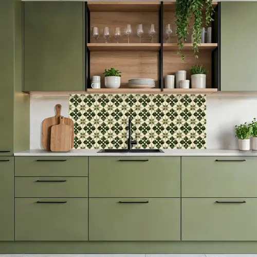 Patroon - Tegel - Groen keuken achterwand 2 middel 871 -sfeer3