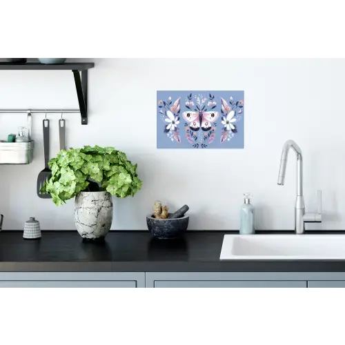 Vlinder - Vleugels - Stippen - Bloemen Muursticker klein -keuken