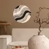 Golven - Zwart - Zandkleur Wandcirkel behangsticker klein -sfeer1