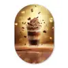 Dessert - Chocolade - Zoet - Eten Wandcirkel Ovaal Glas middel -3d