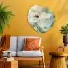 Lieveheersbeestje - Bloemen - Wit Wandcirkel Organisch Plexiglas middel -sfeer4