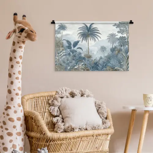Jungle - Modern - Blauw - Groen Wandkleed katoen klein -wsfeer5_kind