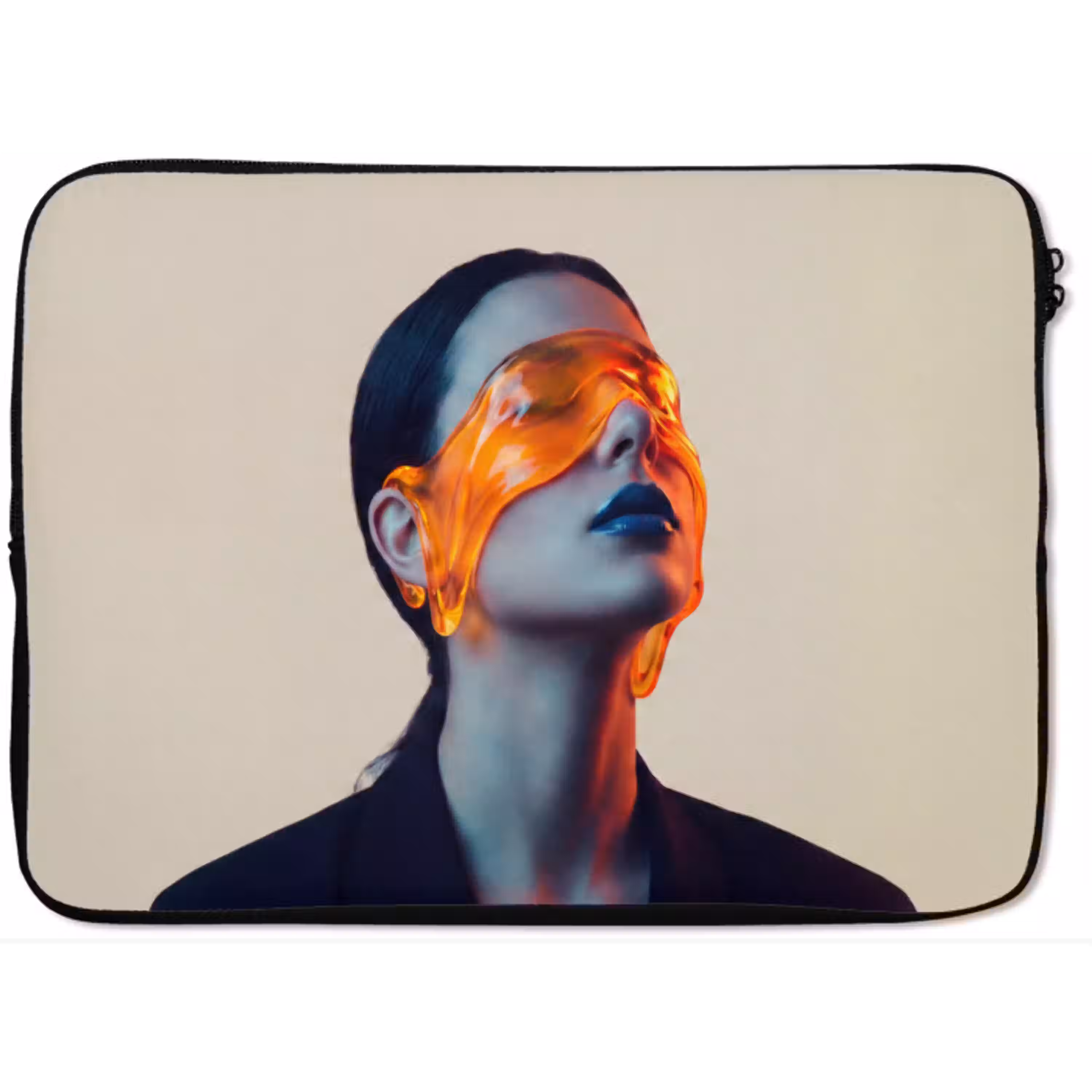 Vrouw - Oranje - Abstract - Modern - Kleurrijk laptophoes neopreen klein -zkaufland3dotto