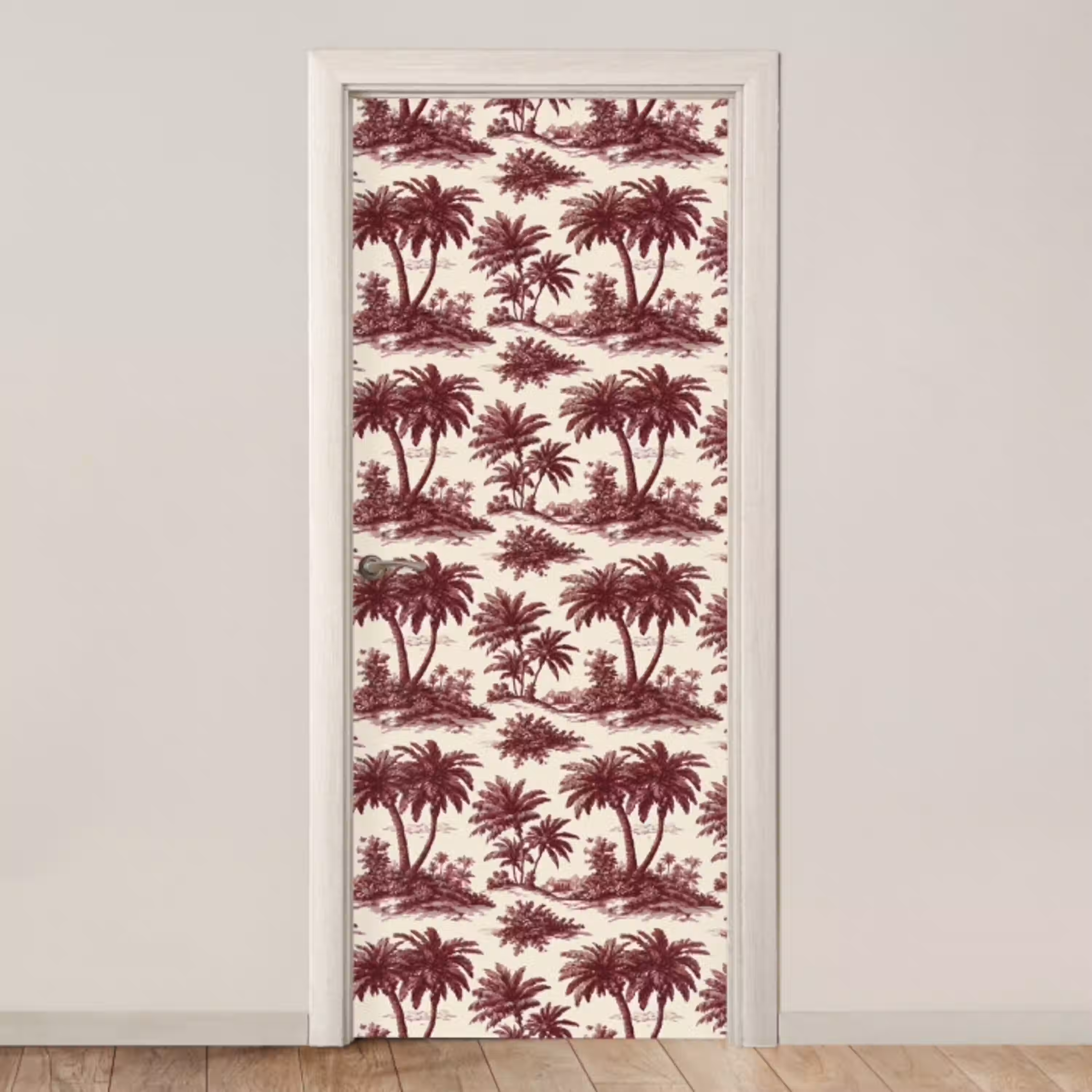 Tropisch - Geometrisch - Bordeauxrood deurposter klein 289 -3d_beige