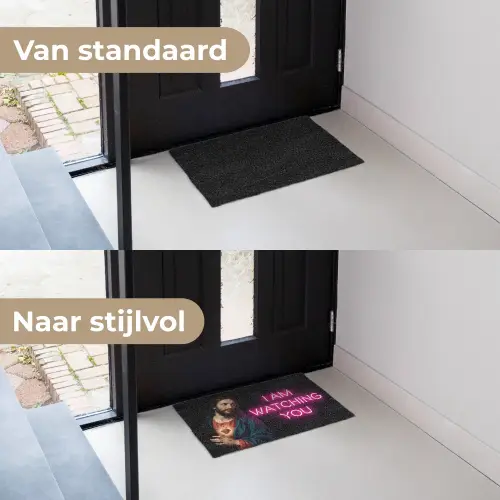 Man - Tekst - Neon Deurmat klein -voor-na_NL