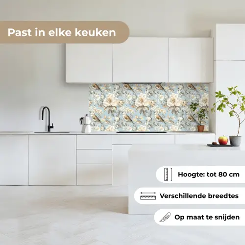 Botanisch - Zangvogel - Blauw keuken achterwand 2 middel 871 -sfeer4_NL