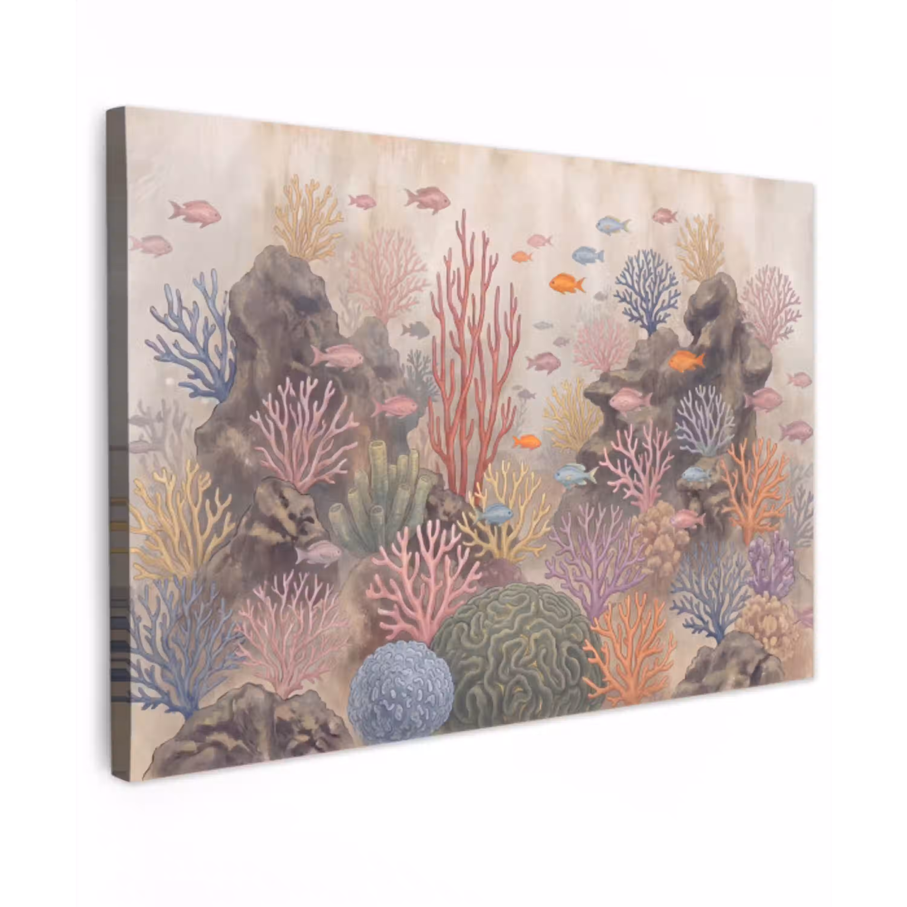 Vis - Koraalrif - Onderwaterwereld - Illustratie canvas 2cm klein -z3d