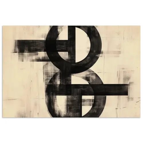 Cirkels - Balken - Zwart - Abstract poster papier klein -3d