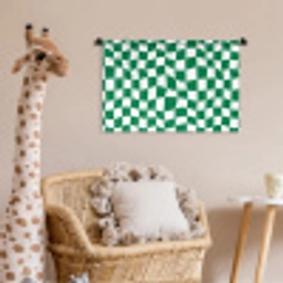 Schaakbord - Golvend - Groen Wandkleed katoen klein 269 -wsfeer5_kind