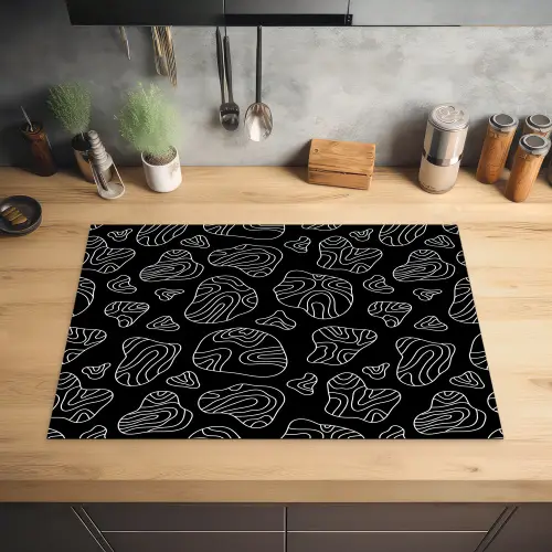 Lijnen - Wit - Zwart Inductie beschermer vinyl 3mm klein 276 -sfeer5