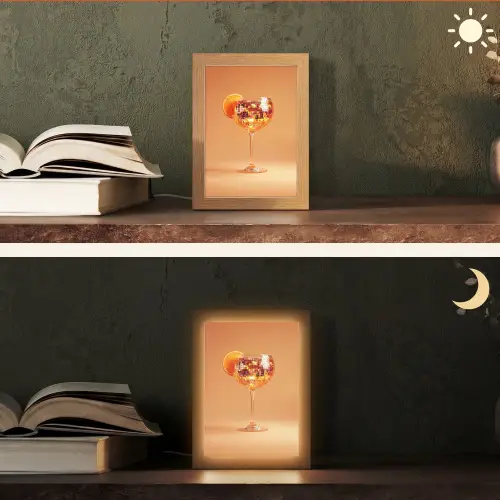 Drank - Oranje - Glitter - Disco Light Box met kabel (Tafellamp) klein -sfeer3