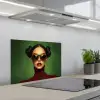 Vrouw - Groen - Bril - Aesthetic - Modern keuken achterwand spatscherm klein -3d_schuin