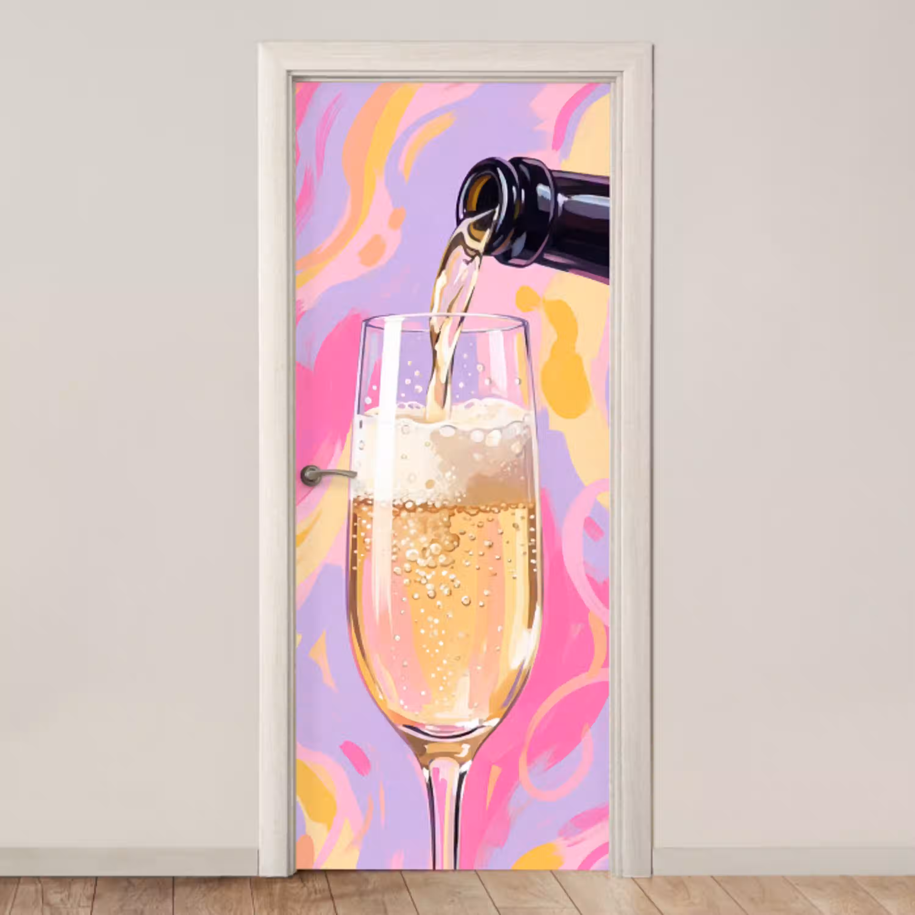 Drank - Inschenken - Feest - Abstract - Roze deurposter klein -3d_beige