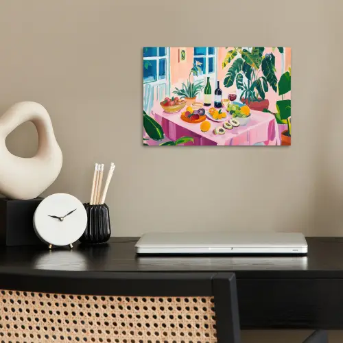 Tafel - Wijn - Fruit poster papier klein -sfeer1