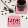 Love - Roze - Spiegeling onderzetter kurk middel -sfeer2