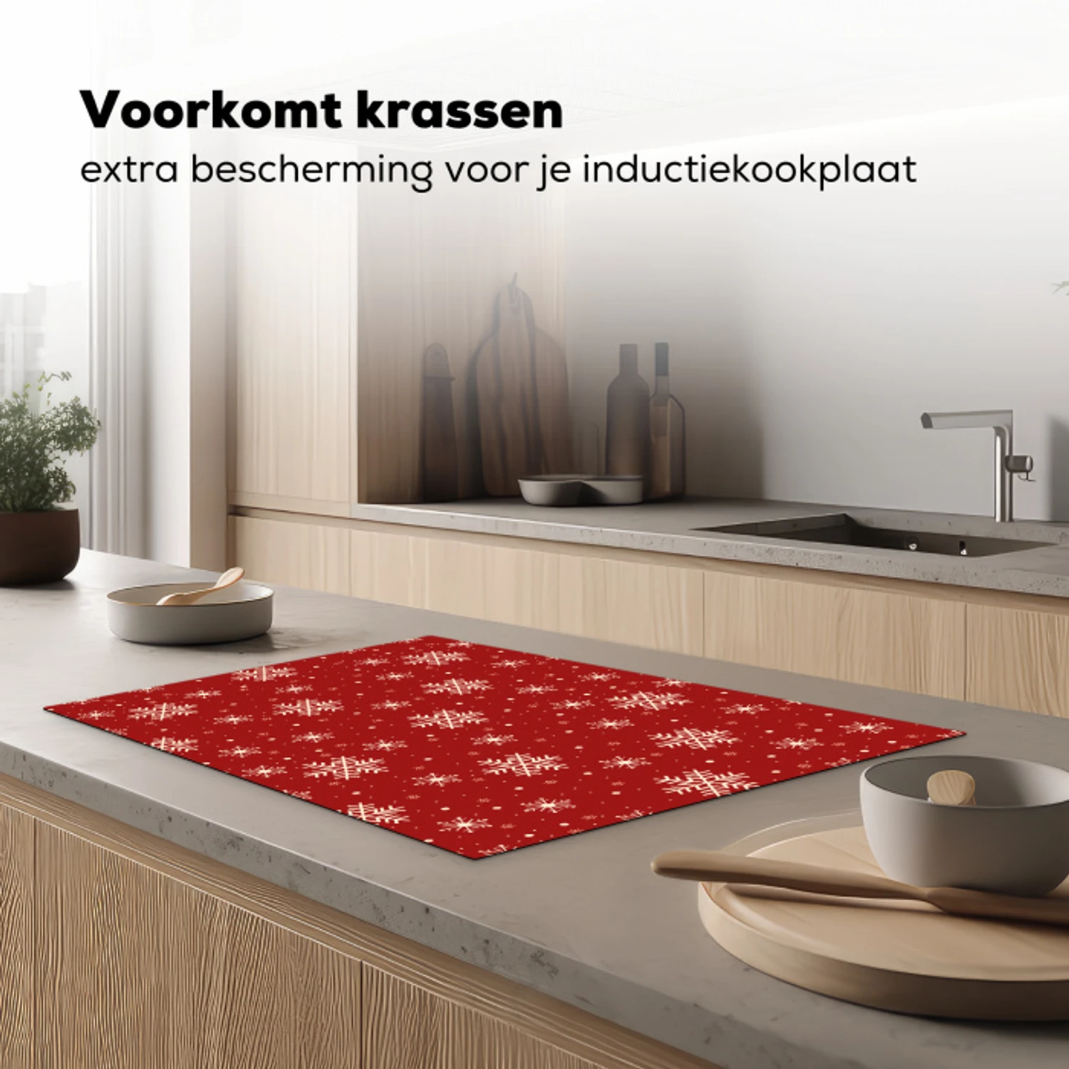 Illustratie - Sneeuwvlokken - Rood Inductie beschermer vinyl 3mm klein 276 -sfeer1