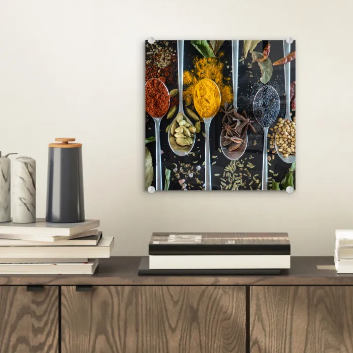 Kruiden - Lepel - Specerijen - Zwart - Keuken plexiglas 5mm klein -sfeer1