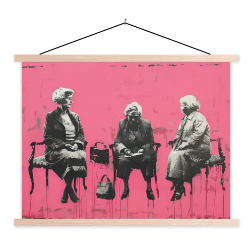 Graffiti - Vintage - Zwart - Street art - Roze - Banksy textielposter latten blank klein -3d