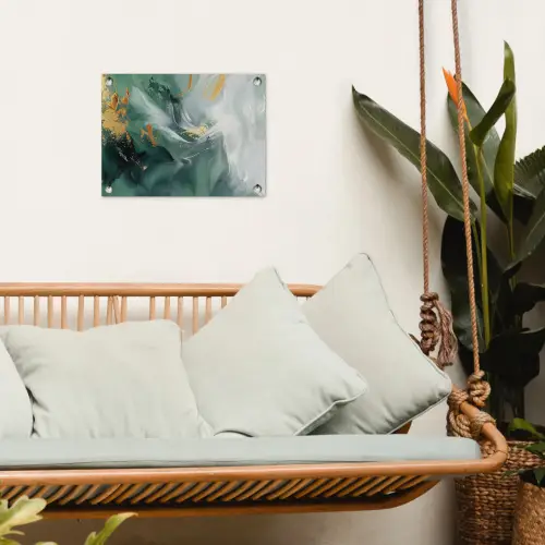 Groen - Modern - Marmer - Abstract tuinposter los doek klein -sfeer7