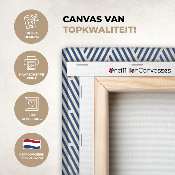 Crème - Blauw - Strepen - Patroon canvas 2cm xxl 828 -sfeer2