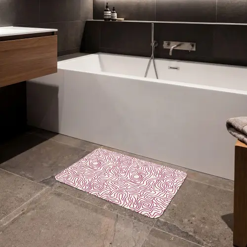 Kronkelende lijn - Magenta - Crème Badmat klein 997 -sfeer3