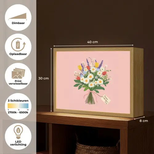 Bloemen - Lint - Kaartje Light Box met batterij (Wandlamp) middel -USP_websiteoverzichtNL