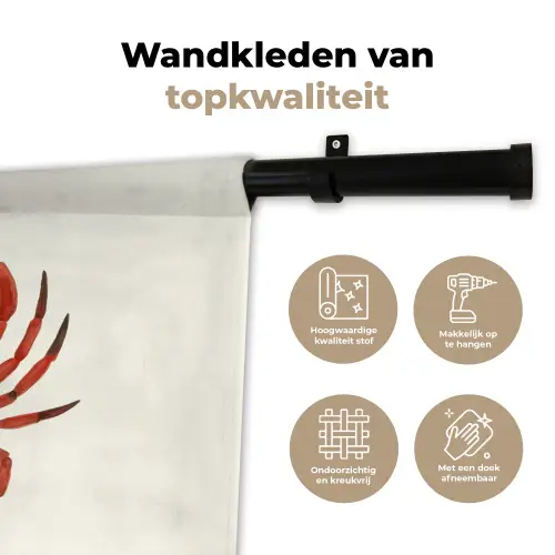 Krab - Felrood - Poten Wandkleed katoen klein -sfeer2