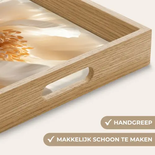 Close up - Pioenroos - Wit Dienblad Rechthoek middel -USP_HandgreepNL