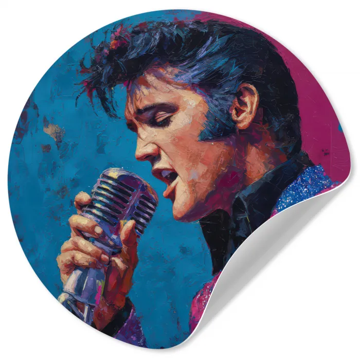Zingende man - Glitterjas - Microfoon Wandcirkel behangsticker klein -3d