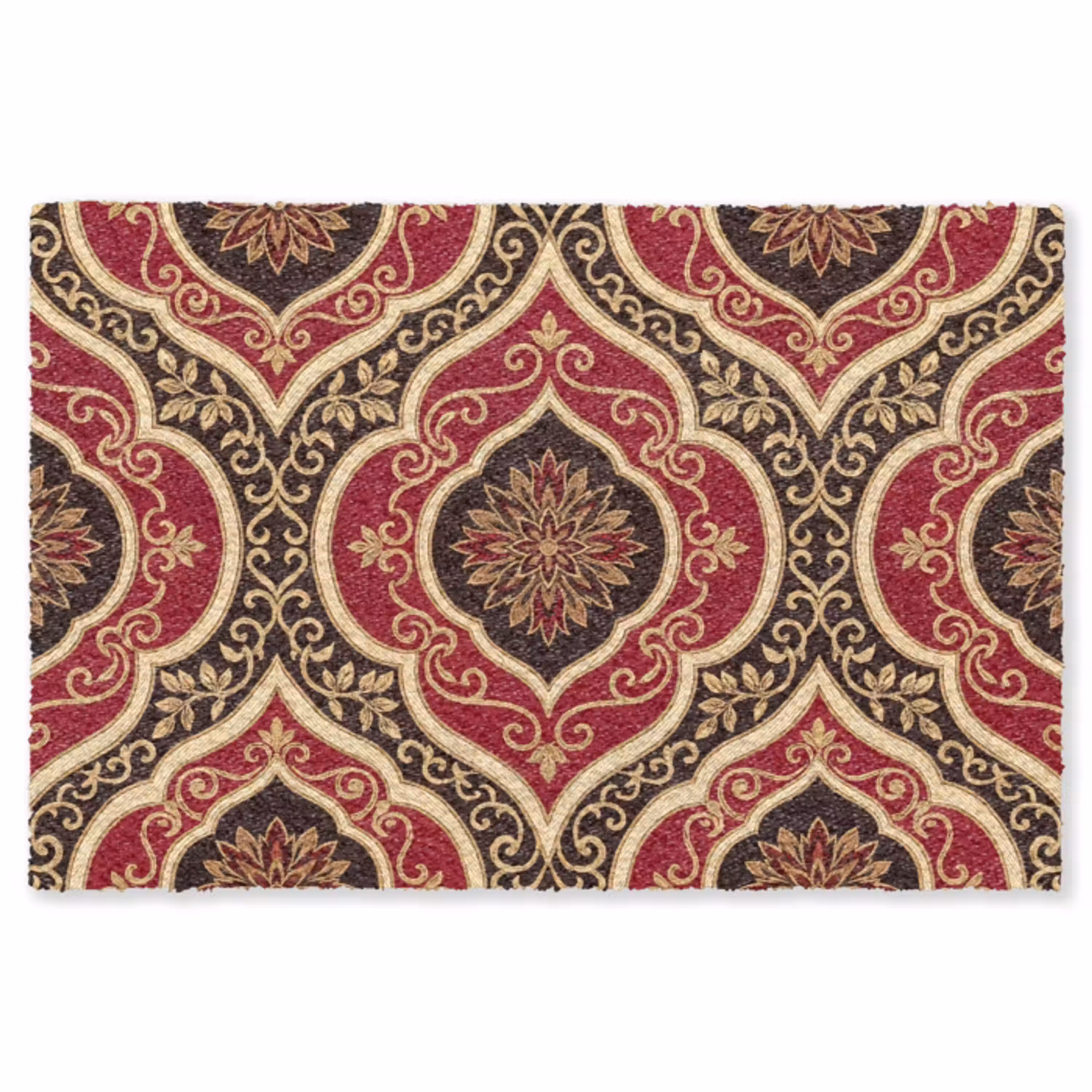 Patroon - Ornament - Barok - Rood - Goud Vloerkleed Rechthoek klein -3d