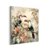 Toekan - Vogels - Bloemen - Tak aluminium wit klein -3d