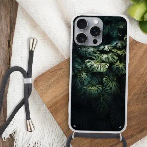 Plant - Monstera - Lichtinval Hoesje iPhone 16 Pro Max met koord klein -sfeer4