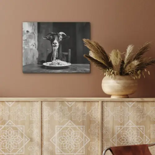 Geit - Bord - Spaghetti - Zwart Wit PET vilt klein -sfeer4