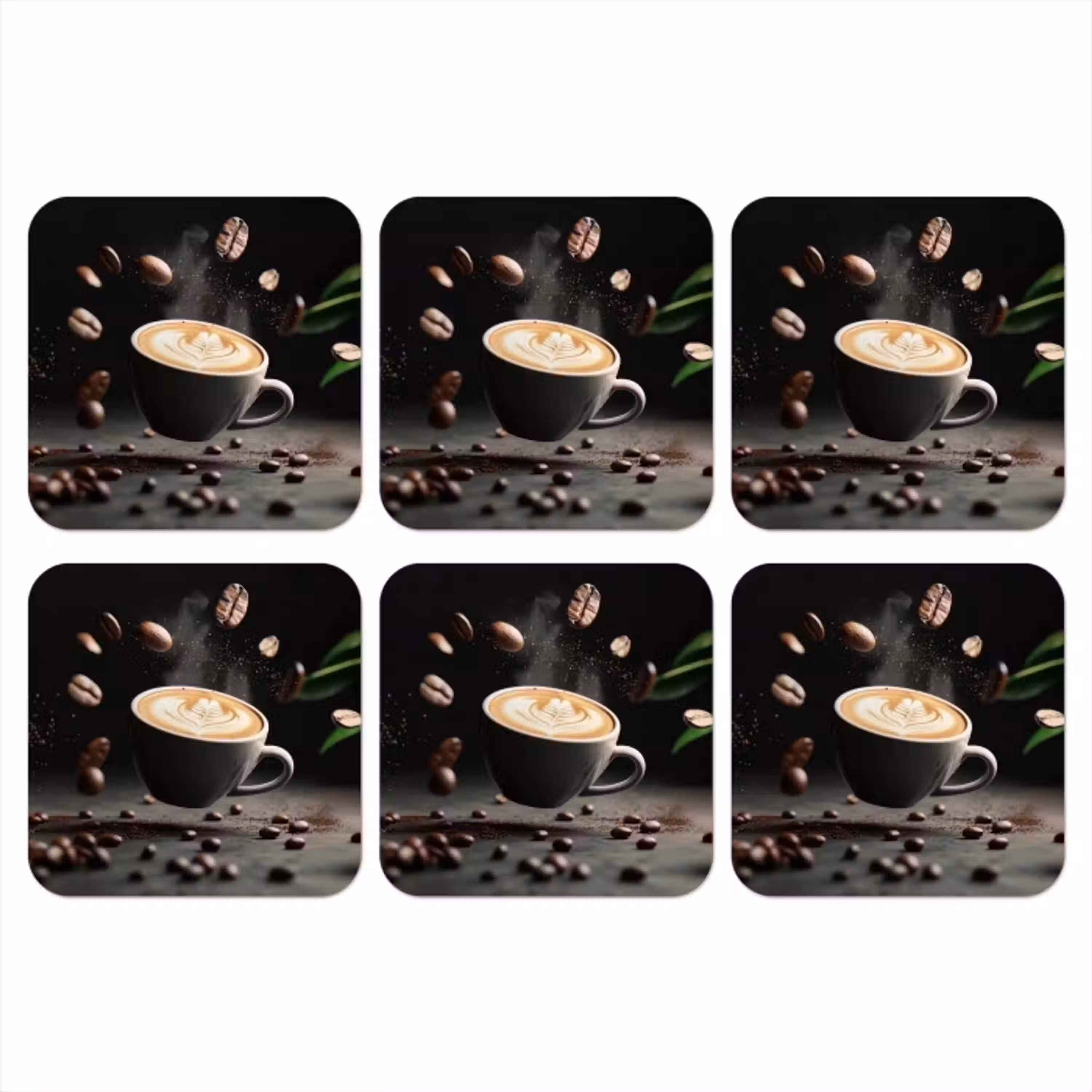 Cappuccino - Kop - Bonen - Bruin onderzetter kurk middel -3d