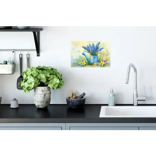 Gieter - Lavendel - Bloesems Muursticker klein -keuken