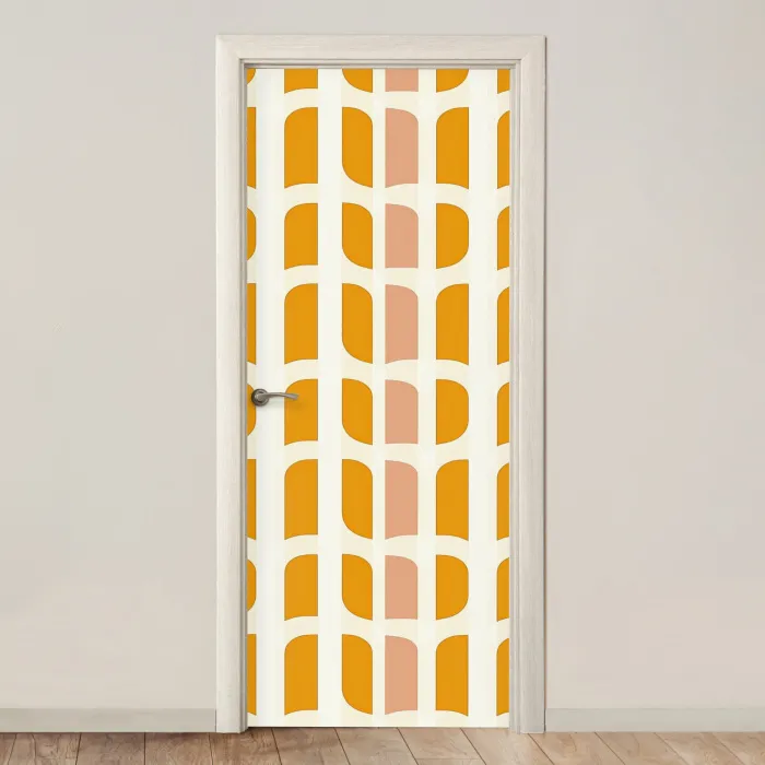 Geometrisch - Patroon - Geel - Roze deurposter klein 289 -3d_beige