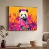 Kimono - Roze - Panda - Bloemenkroon Textielframe zwart klein -sfeer3