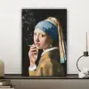 Meisje met de parel - Johannes Vermeer - Sigaretten canvas 2cm klein -sfeer6