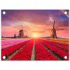 Tulpenvelden met windmolens bij zonsondergang tuinposter los doek klein -3d