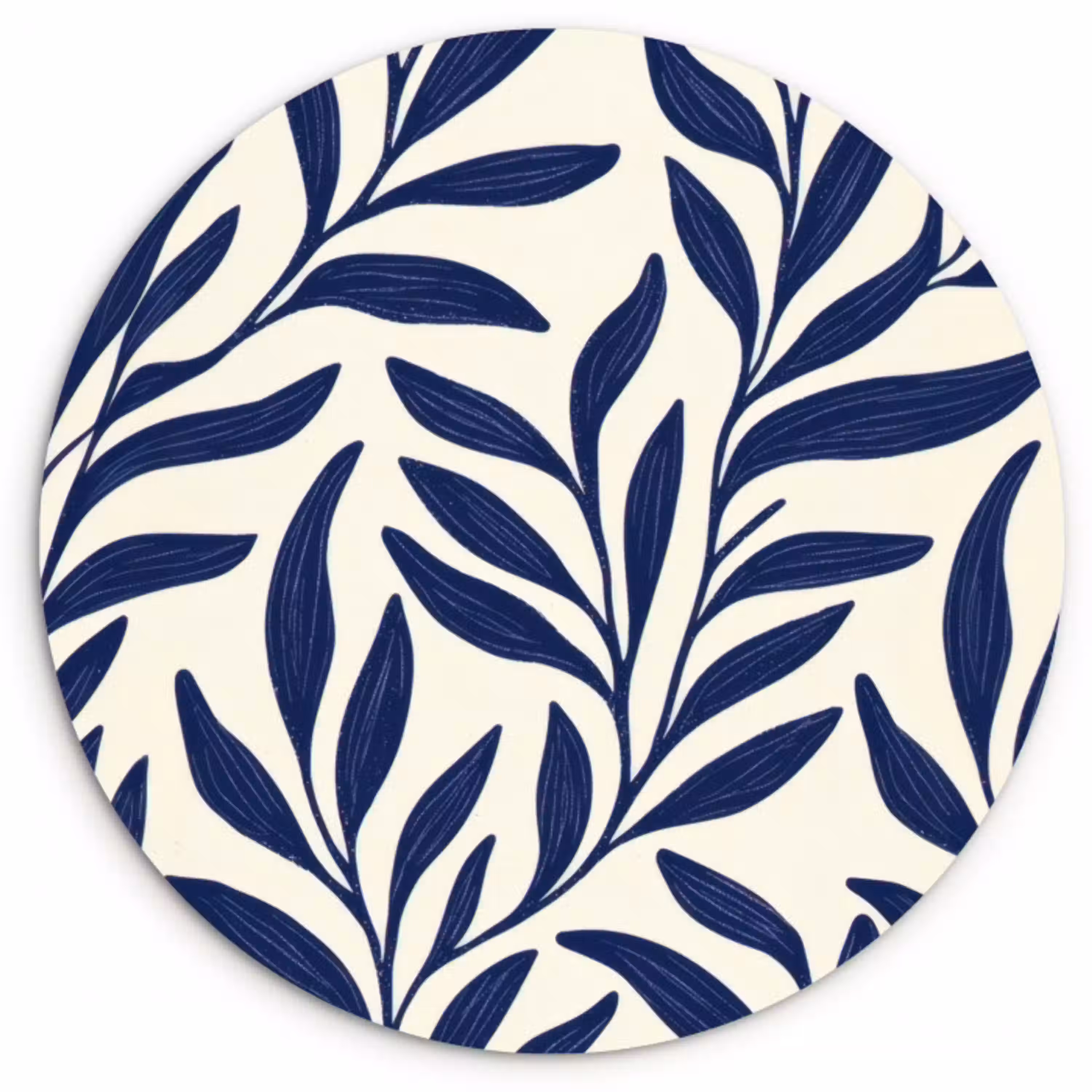 Bladeren - Klimop - Donkerblauw Wandcirkel plexiglas klein -3d