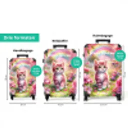 Roze regenboogkatje NBS - Handbagage koffer - Kinderen Unisex middel zzzzzzVergelijking_3NL