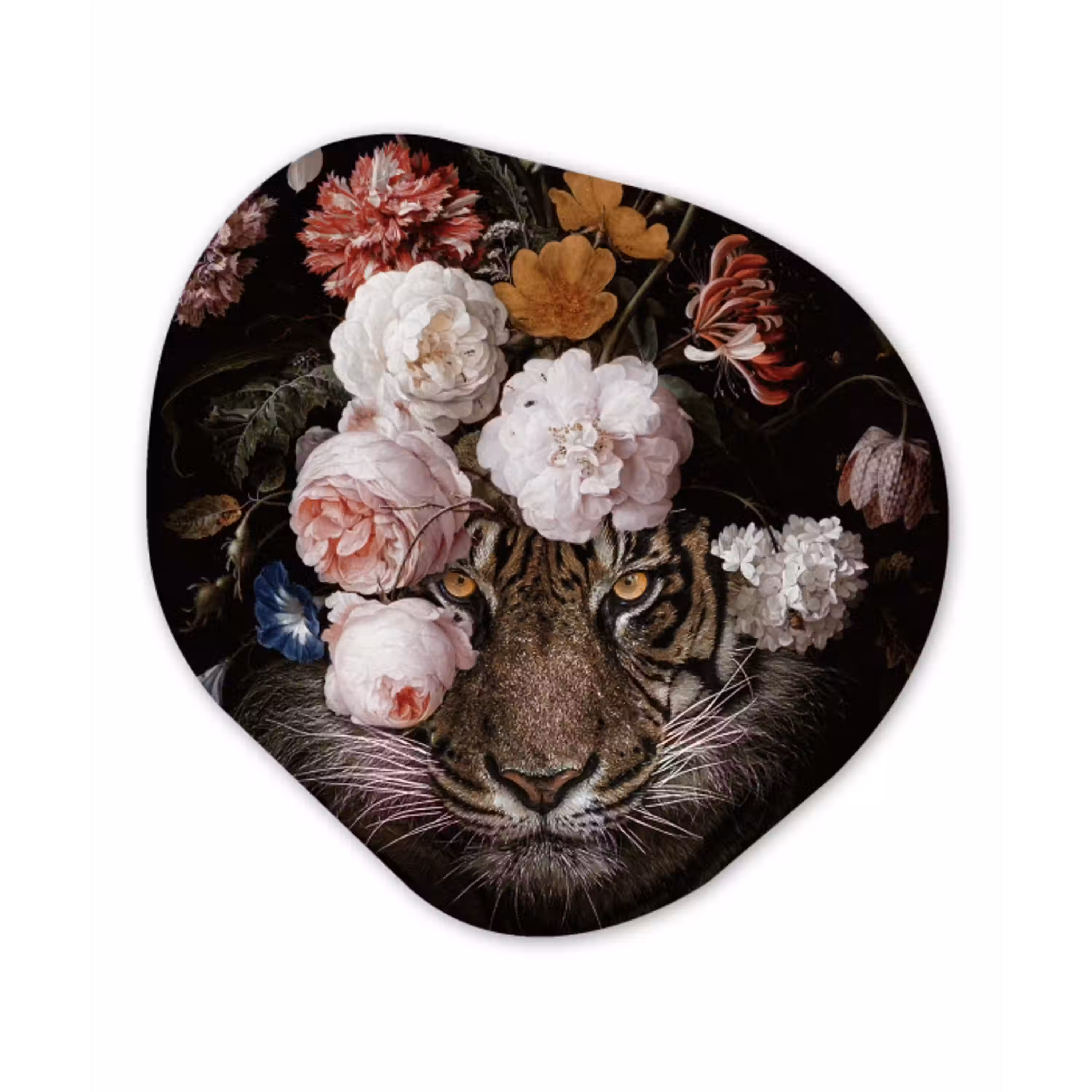 Bloemen - Jan Davidsz de Heem - Tijger - Schilderij - Stilleven - Oude meesters Wandcirkel Organisch Forex 3mm klein -3d