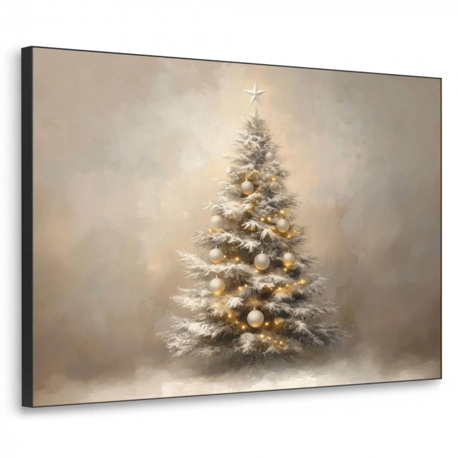 Kerst - kerstboom - Sneeuw - Art Textielframe zwart klein -3d