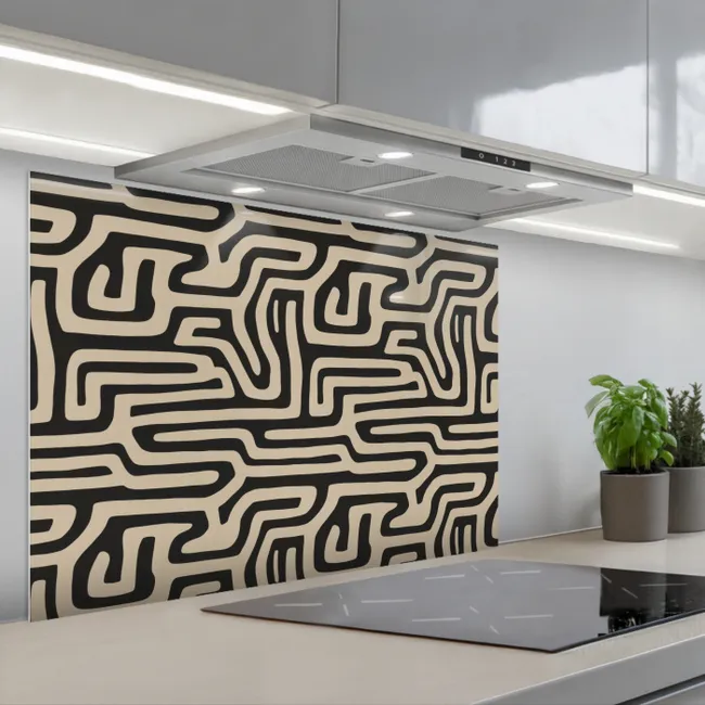 Spatscherm keuken - Grafisch - Lijnen - Zwart