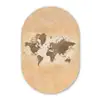 Wereldkaart - Beige - Bruin Wandcirkel Ovaal Glas middel -3d