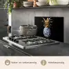 Ananas - Bloemen patroon - Goud - Delftsblauw keuken achterwand spatscherm klein -usp_NL