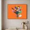Kaartje - Boeket - Bloemen Textielframe zwart klein -sfeer2