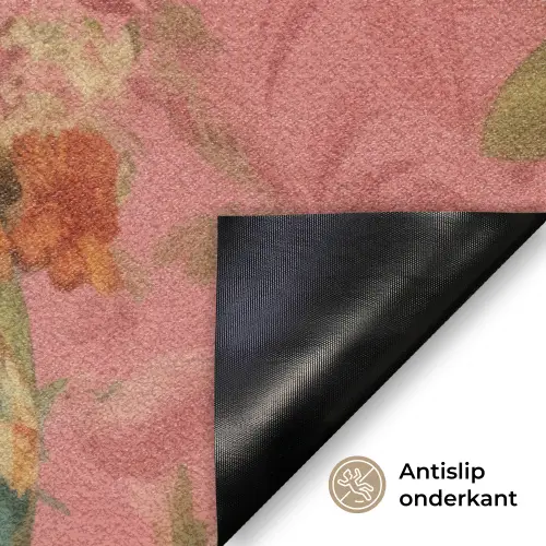 Vrouw - Bril - Roze - Bloemen Deurmat klein -antislip_NL