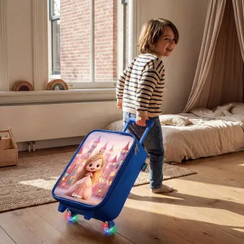 Prinses - Roze - Kasteel Kinderkoffer - Blauw klein -sfeer1